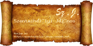 Szentmihályi János névjegykártya